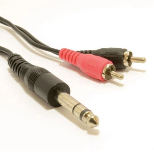 Conector Jack Estéreo De 6.35mm A Conectores RCA Aux De Audio OFC Cable De 0.5m - Imagen 1 de 3