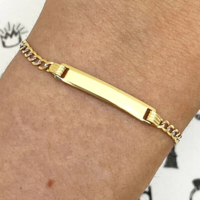 14K Yellow Gold 3.5mm Diamond-Cut Cuban Curb ID Bracelet (Hollow) 6" - Image 1 of 4