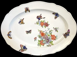 Meissen - Platte mit indianischen Blumen und Schmetterlingen - 19. Jh. - 52 cm! - Bild 1 von 8