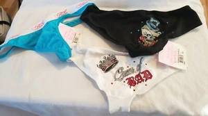 100% babe gem stone panties, Skull, Queen of bad, Blue thong - Picture 1 of 10