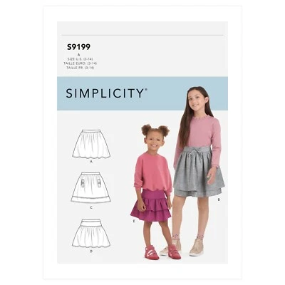 SIMPLICITY 9199 CHILDREN'S & GIRLS' SKIRTS Sewing Pattern Sizes 3 - 14 - Image 1 of 4