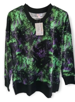 Suéter Lularoe Tie Dye XS Hannah Cuello Redondo Negro Verde Púrpura Gris ¡NUEVO! Foto 1 de 4