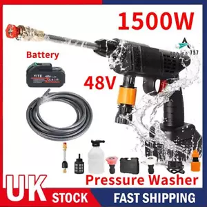 Portable Cordless Car High Pressure Washer Jet Water Wash Cleaner Gun Battery UK - Picture 1 of 13