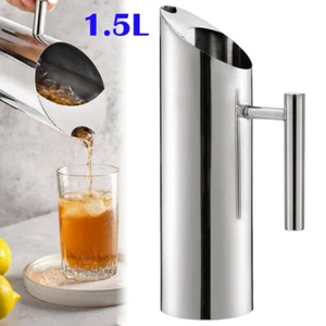 1,5L Edelstahl Wasser Krug Kaltes Getränk Saft Topf Cold Drinking Pitcher Hotel - Bild 1 von 17