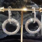 Jewelry Gold Plated Elegant Diamond Women Shiny Drop Double Hoop Circle Rhinesto