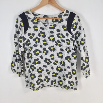 Vero moda womens blouse top size L grey animal print 3/4 sleeve 071615 - Imagem 1 de 4