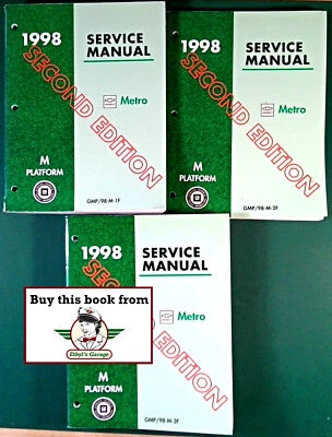 1998 雪佛兰 Metro M 平台商店维修手册第 2 版 3 卷套装 — 第 1/2 张图片
