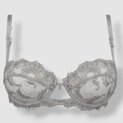 Sutiã Feminino Lise Charmel Cinza Floral Semi-Underwire Tamanho 32C - Imagem 1 de 3