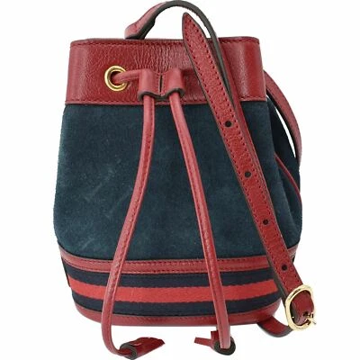 GUCCI Ophidia Mini Bolso Cubo Cuero Bordado Gamuza Azul 550620 Foto 1 de 4