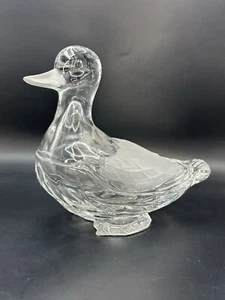 Anna Hutte Bleikrista Mallard Duck Crystal Dish READ: 2 small interior edgechips - Picture 1 of 21