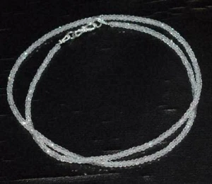 White Cubic Zirconia Rondelle Faceted 3mm Beads, 18"inch White Zircon Necklace - Picture 1 of 4