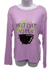 Celebrate Girls Purple Long Sleeve Witchy Vibes Halloween PJ Top SZ XL/ 16-18 - Picture 1 of 6