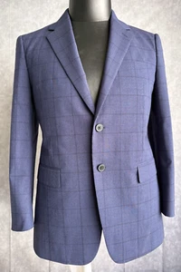 Theory Men's Blazer Sport Coat Size 38S Plaid Blue - Picture 1 of 16