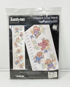 Vintage Nursery 1992 Baby Growth Chart Counted Cross Stitch Kit Janlynn USA - Picture 1 of 7