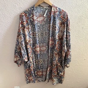 Free People boho short sleeve paisley kimono Women's Size XS - Picture 1 of 7
