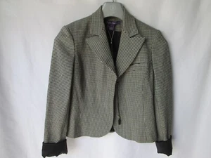 NWT $1690 RALPH LAUREN Purple Label Houndstooth Wool Blend Zip Up Blazer Jacket - Picture 1 of 9