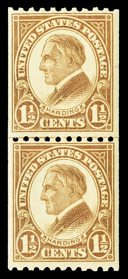 Scott 605 1925 1½c Harding Coil Mint Joint Line Pair F-VF OG NH Cat $7 - Image 1 of 1