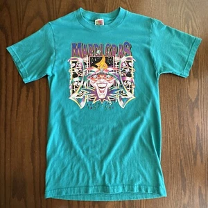 Mardi Gras Jester T-Shirt Men’s Small Turquoise Blue Upcycled - Picture 1 of 4