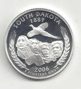 Cuarto de dólar South Dakota 2006 S prueba de plata - 90 % plata - Imagen 1 de 2