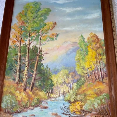 PINTURA AL ÓLEO ORIGINAL PAISAJE VINTAGE abedules impresionistas firmados Foto 1 de 4