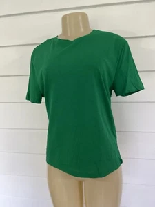 Zara Women Green Minimalistic Cotton Short Sleeve round neck T-Shirt M Y404a - Picture 1 of 9