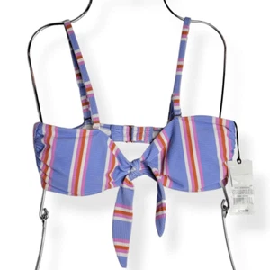Shade & shore Striped Front Bow Bandeau Bikini Top S 4-6 - Picture 1 of 2