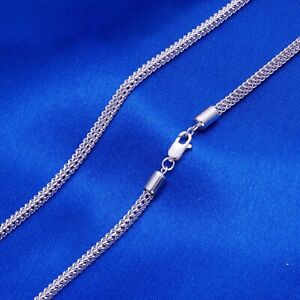 Real Pure Platinum 950 Chain Men Gift Unique 2.5mm Braided Wheat Space Necklace