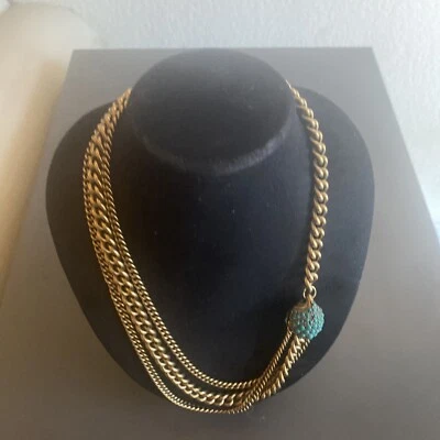 Giles and Brother G&B, concha cuello multicadena/latón turquesa oro antiguo pl Foto 1 de 4