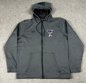 Texas Tech Red Raider Jacket Mens 2Xl Gray Under Armour Cold Grear Full Zip Hood - Picture 1 of 11