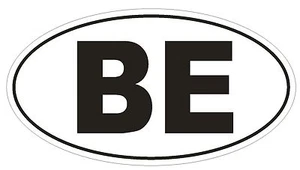 BE Belgium Country Code Oval Bumper Sticker or Helmet Sticker D898 - Picture 1 of 1