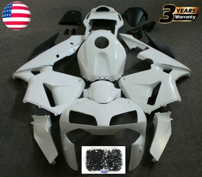 Unpainted White Fairing Kit BodyWork Set For Honda CBR600RR 2003 2004 + Bolts - Image 1 of 4
