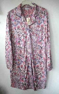 Johnny Was Woman's XL Sleep shirt soft floral pima cotton modal notch collar NWT - Image 1 of 4