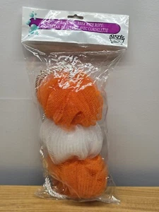 NEW Lot Of 3 Cleansing Bath Time Scrubber With Rope Set Soft Loofah Sponge - Picture 1 of 3