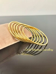 18k 18ct , 6 XL Large Adult Size Plain Gold Filled Bangles Size 2.10 Ref:-595 - Picture 1 of 3