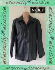 NEXT Black Genuine Real Grain Leather Jacket Fully Lined Straight Cut Coat Men M