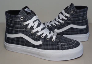 Vans Size 10.5 M Sk8-Hi TAPERED Black Plaid Canvas Sneakers New Men's Shoes - Picture 1 of 18