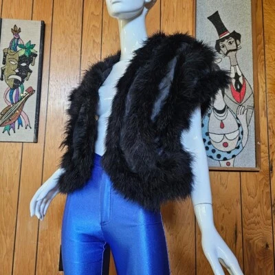Chaqueta Abrigo Cárdigan De Colección Años 80 Glam Disco Marabú Pluma Avestruz Boa Peplum M/L Foto 1 de 4