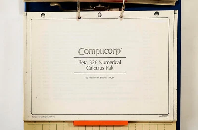 COMPUCORP 326 / 392 Programm Bibliothek NUMERIC CALCULUS PAK B - Bild 1 von 2