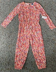 OLD NAVY KIDS Girls PATTERNED CINCHED WAIST Floral Jumpsuit ROMPER SIZE 4 T - Picture 1 of 5