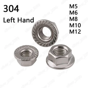 Hilo para mano izquierda 304 Acero inoxidable Brida hexagonal Tuercas Serrado Bloqueo Tuerca M5 M6-M12 - Imagen 1 de 5