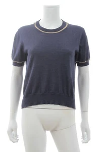Prada Kurzarmpullover Aus Wolle Und Seidenmischung / Navy - Bild 1 von 4