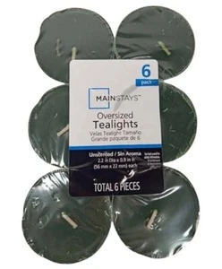 Mainstays Oversized Tealight Candles 6 Pack Green - Picture 1 of 7