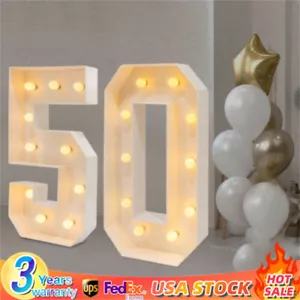 40in Marquee Light Up Numbers 50 Large White LED Numbers for 50th Birthday USA - Picture 1 of 18