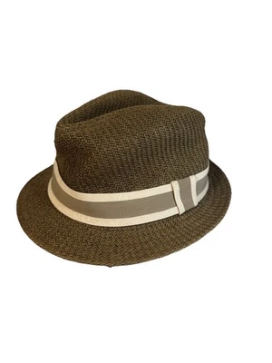 Goorin Bros. Brown Paper Straw Fedora Hat With Ribbon Band Small Or Medium Tan - Image 1 of 4