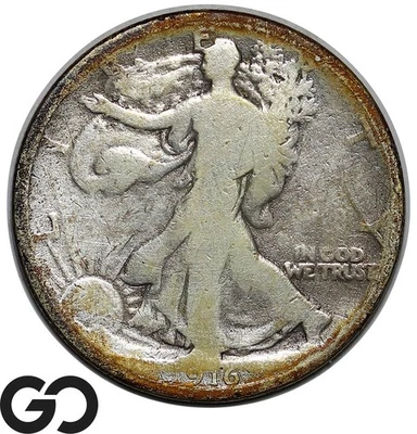 Meio dólar Walking Liberty 1916, edição do primeiro ano - Imagem 1 de 2