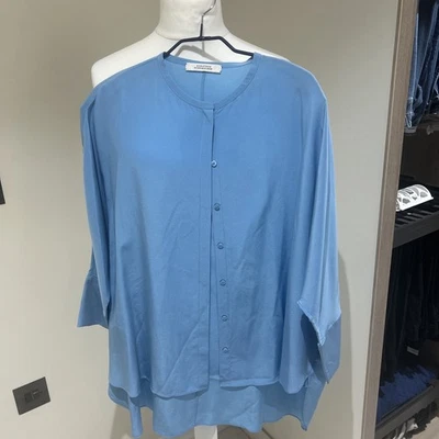 Dorothee Schumacher Sky Blue Pure Silk Tunic Blouse 10-12 - Image 1 of 4