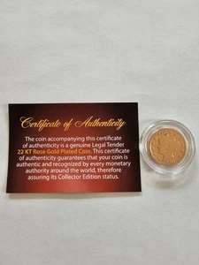 1911 Liberty V Nickel US Coin 24k Rose Gold Plate Collectible. - Picture 1 of 5