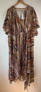 Soft Surroundings Cyra Painted Stripe Asymmetrical Hem Maxi Dress Sz 3X 24W NWT - Picture 1 of 8