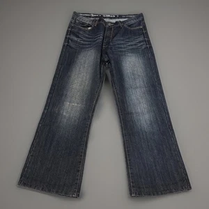 VTG Y2K Departed Brand Dark Wash Baggy Boot Cut Denim Jeans Cyber Skate 36X30” - Picture 1 of 12
