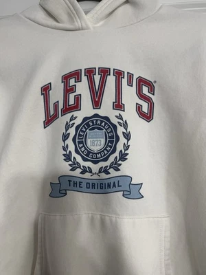 Pulôver Levis Kids grande (10-12) branco com capuz de lã manga longa logotipo - Imagem 1 de 4
